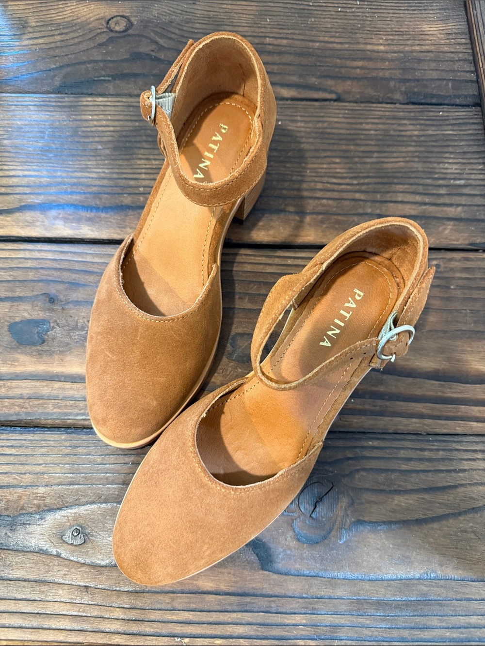 NWT Patina Portland Leather Suede Mary Jane Heeled Shoes